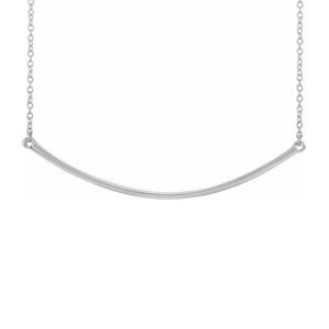 The Black Bow 14K White Gold 48mm Curved Bar Necklace, 20 Inch