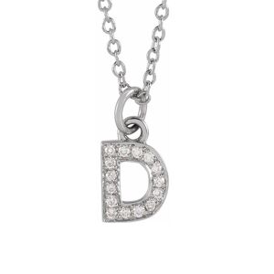 The Black Bow 14K White Gold .05 CTW Diamond Tiny Initial D Necklace, 16-18 Inch