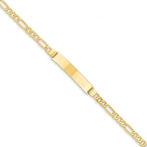 The Black Bow Ladies 14k Yellow Gold Solid Figaro I.D. Bracelet, 8 Inch