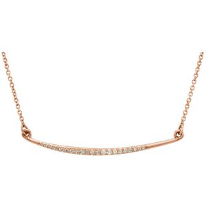 The Black Bow 1/8 Ctw Diamond Curved Bar Necklace in 14k Rose Gold, 16 Inch