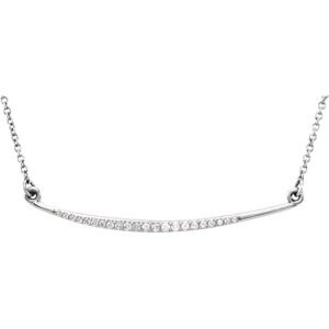 The Black Bow 1/8 Ctw Diamond Curved Bar Necklace in 14k White Gold, 16 Inch