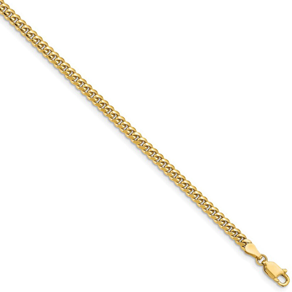 The Black Bow 3.5mm 14k Yellow Gold Solid Miami Cuban (Curb) Chain Necklace, 26 Inch