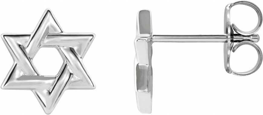 The Black Bow 14K White Gold Star of David Post Earrings, 9.5mm