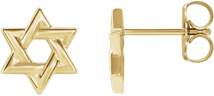 The Black Bow 14K Yellow Gold Star of David Post Earrings, 9.5mm