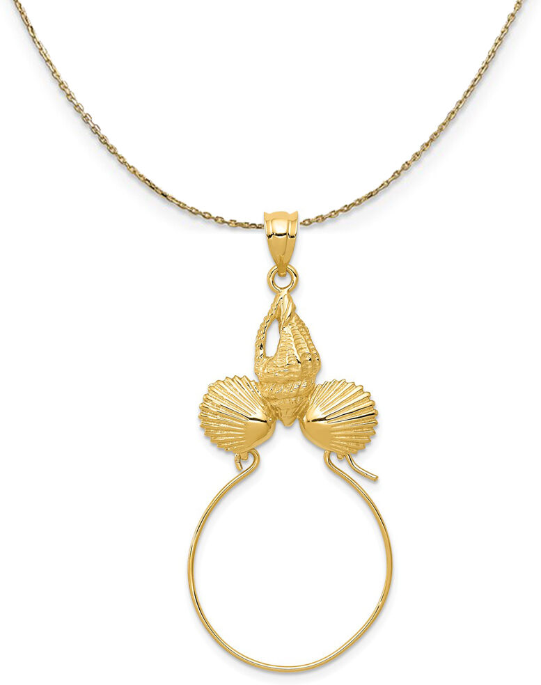 The Black Bow 14k Yellow Gold Sea Shell Necklace Holder Necklace - 22 Inch