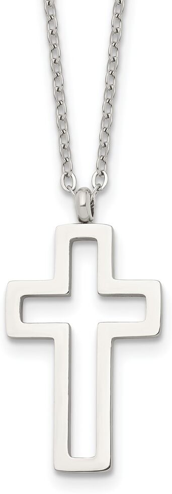 The Black Bow Women's Stainless Steel Small Voided Cross Necklace, 17.5 Inch