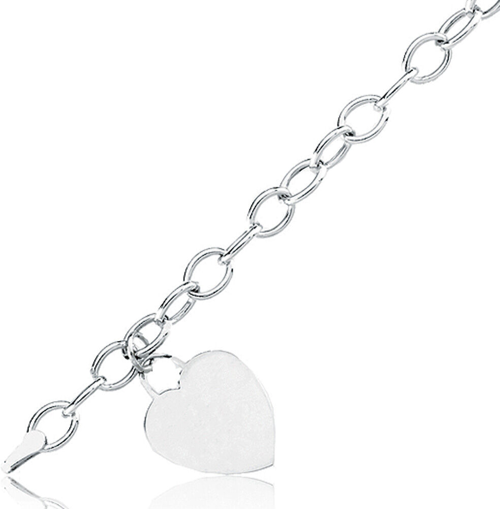 The Black Bow Heart Charm Bracelet in 14k White Gold