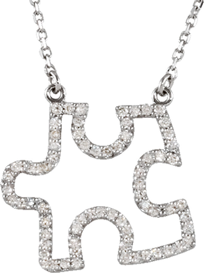 The Black Bow 1/3 cttw Diamond Puzzle Piece 16 1/2 Inch Necklace in 14k White Gold