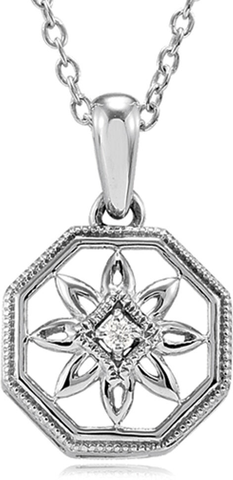 The Black Bow Vintage Style Diamond Octagon Necklace in Sterling Silver