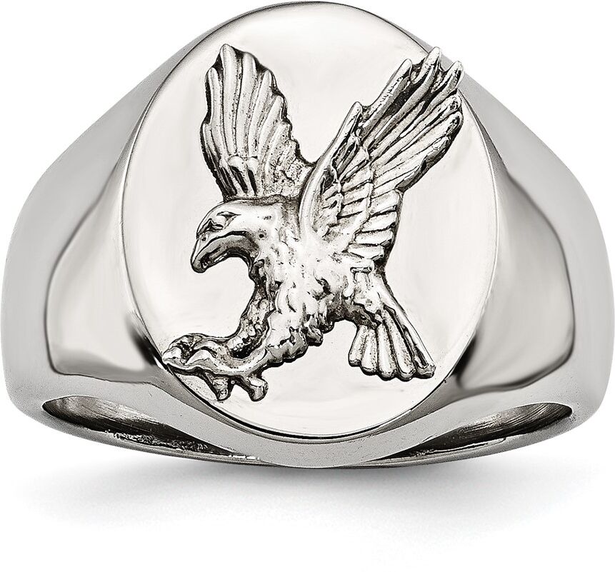 The Black Bow Men's 17mm Stainless Steel & Sterling Silver Eagle Ring, Size 11