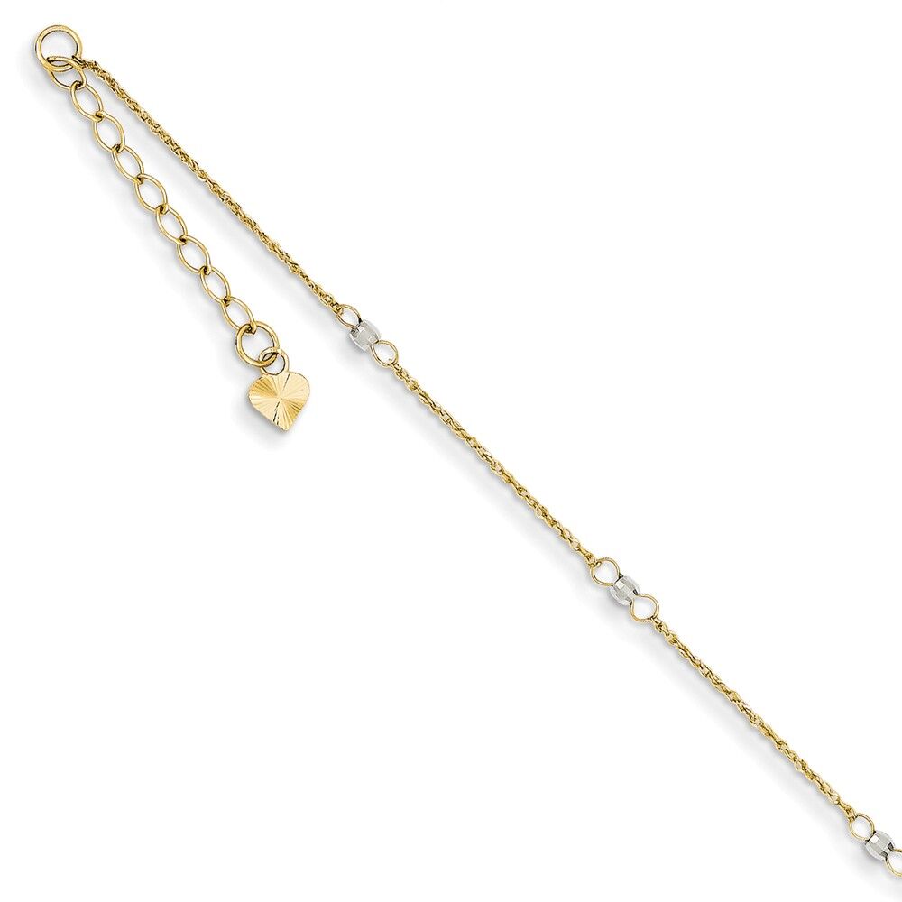 The Black Bow 14k Two-Tone Gold Ropa and Mirror Bead Chain Anklet, 9-10 Inch