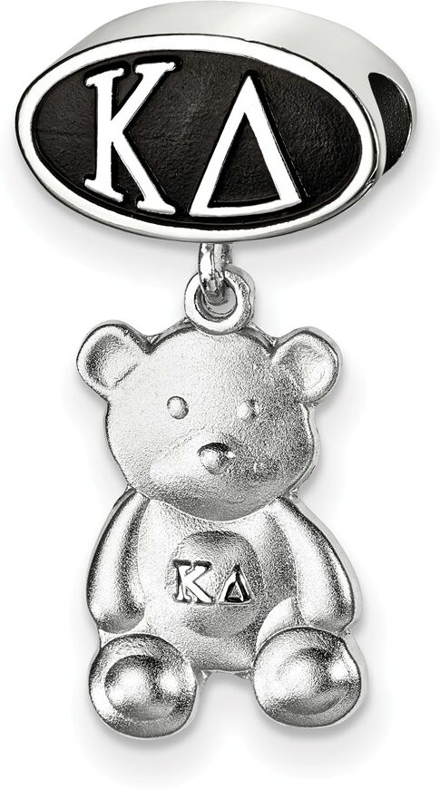 LogoArt Sterling Silver Kappa Delta With Teddy Bear Dangle Bead Charm