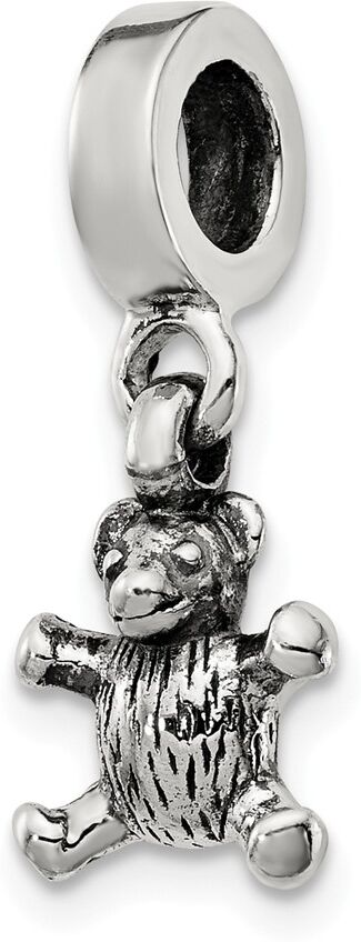 The Black Bow Sterling Silver Teddy Bear Dangle Bead Charm