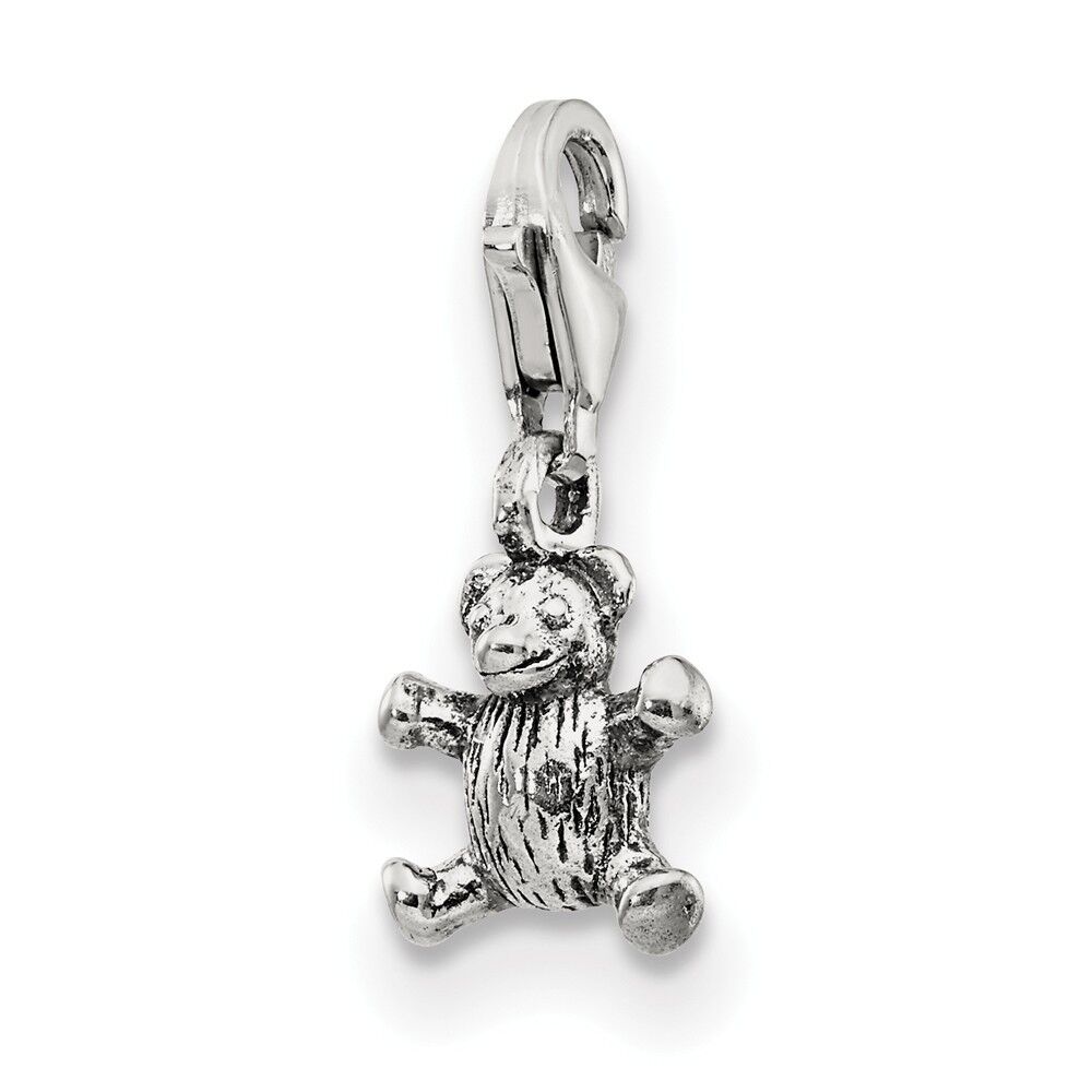 The Black Bow Sterling Silver Teddy Bear Clip-on Bead Charm