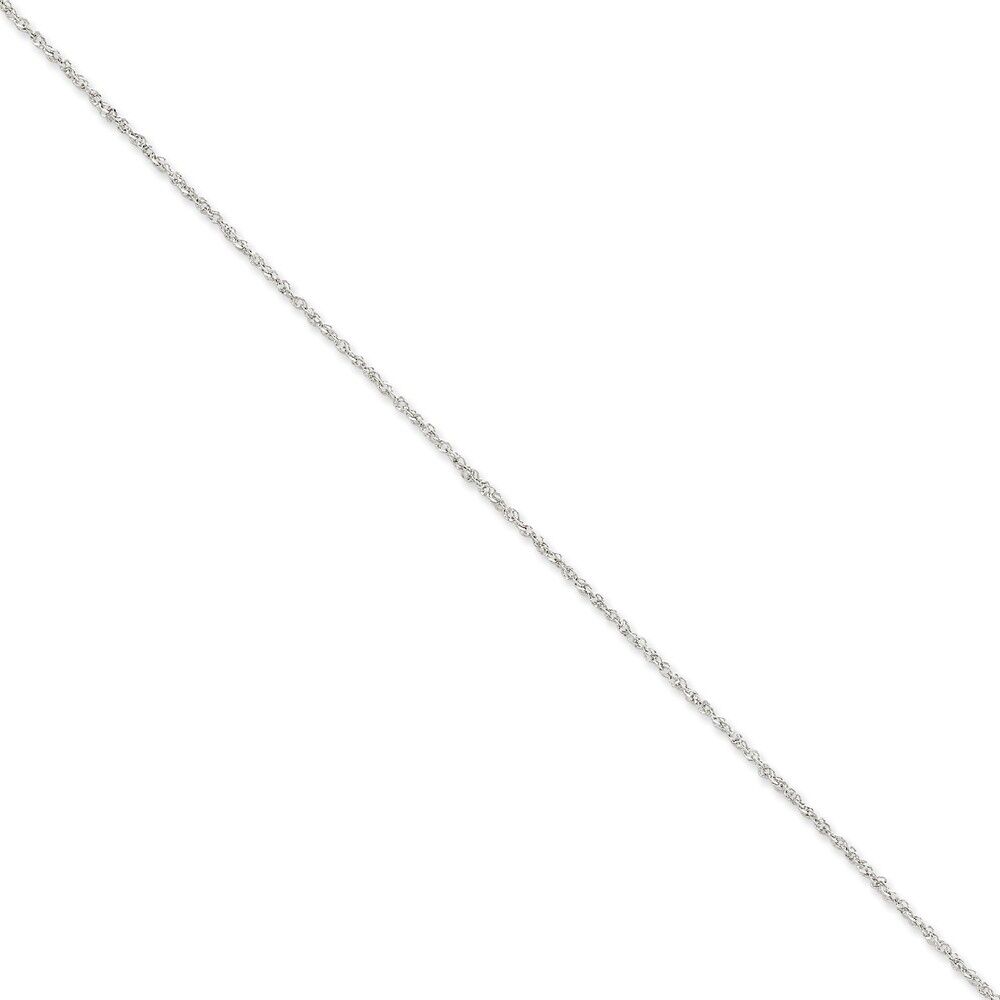 The Black Bow 1.7mm, 14k White Gold, Ropa Chain Anklet, 9 Inch