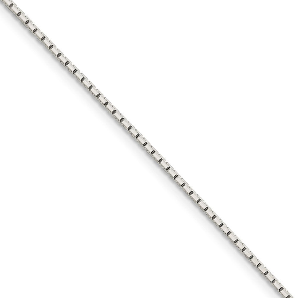 The Black Bow 1.2mm, Sterling Silver D/C Octagon Mirror Box Chain Necklace, 16 Inch