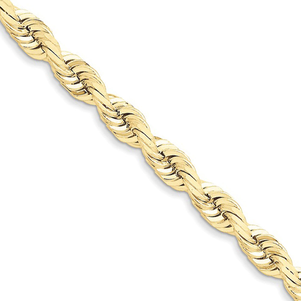 The Black Bow Men's 7mm 10k Yellow Gold Diamond Cut Solid Rope Chain Bracelet, 9in