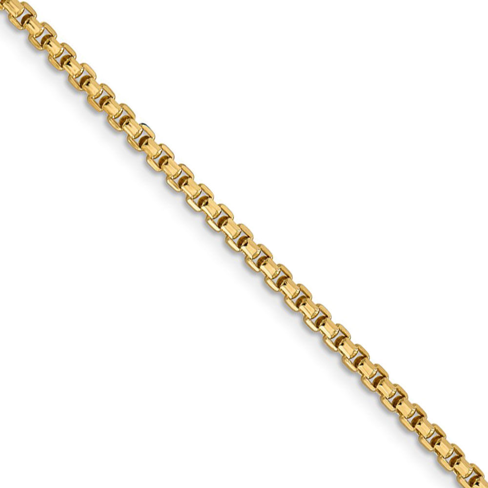 The Black Bow 2.45mm 14k Yellow Gold Hollow Round Box Chain Necklace, 20 Inch