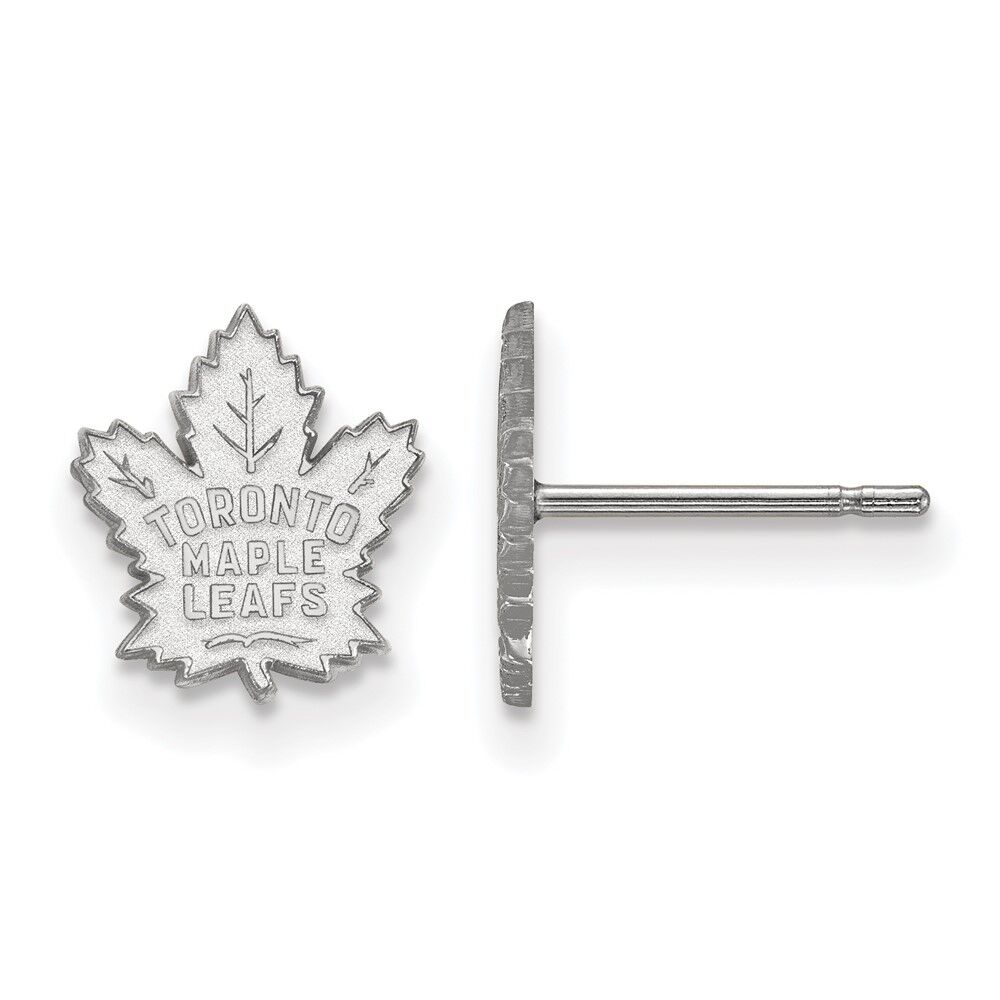 LogoArt 10k White Gold NHL Toronto Maple Leafs XS Post Earrings