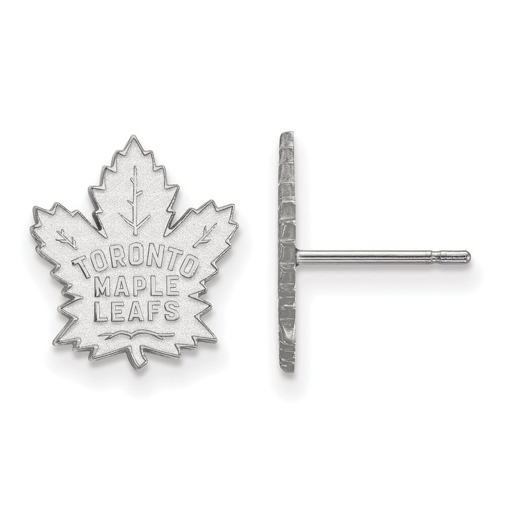 LogoArt 10k White Gold NHL Toronto Maple Leafs Small Post Earrings