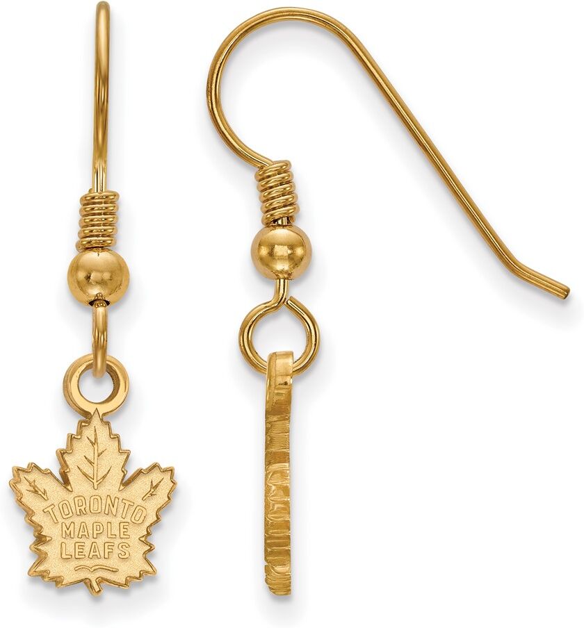 LogoArt SS 14k Yellow Gold Plated NHL Toronto Maple Leafs XS Dangle Earrings