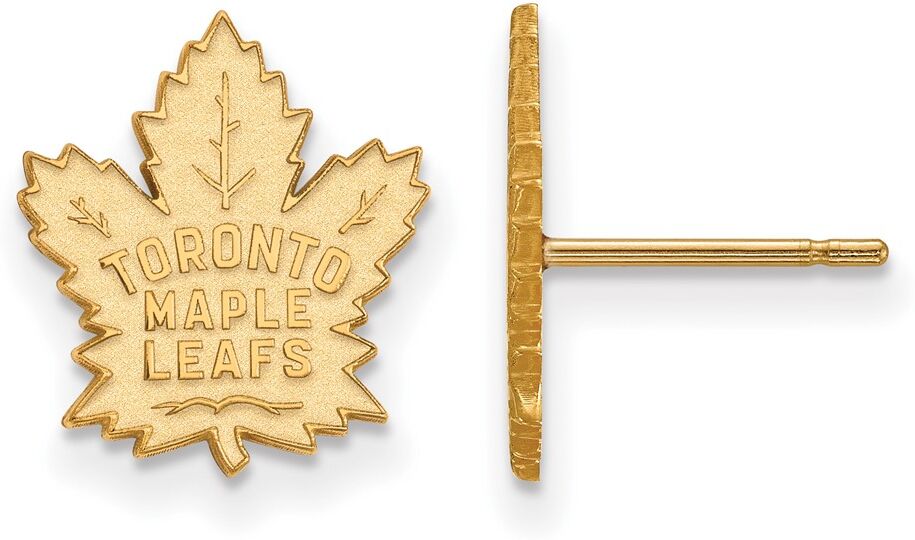 LogoArt SS 14k Yellow Gold Plated NHL Toronto Maple Leafs Small Post Earrings