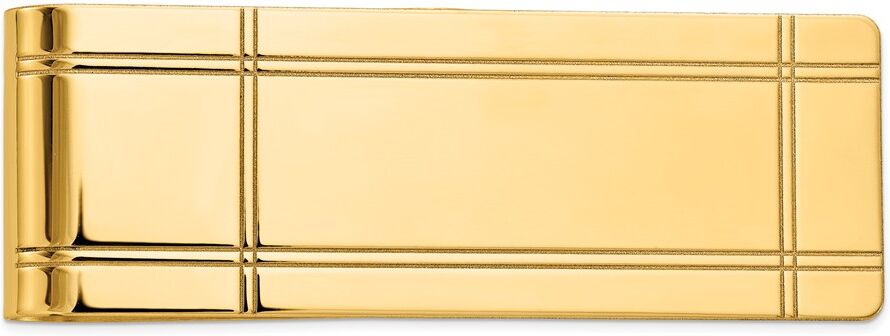 The Black Bow Men's 14k Yellow Gold Fold-Over Grooved Money Clip