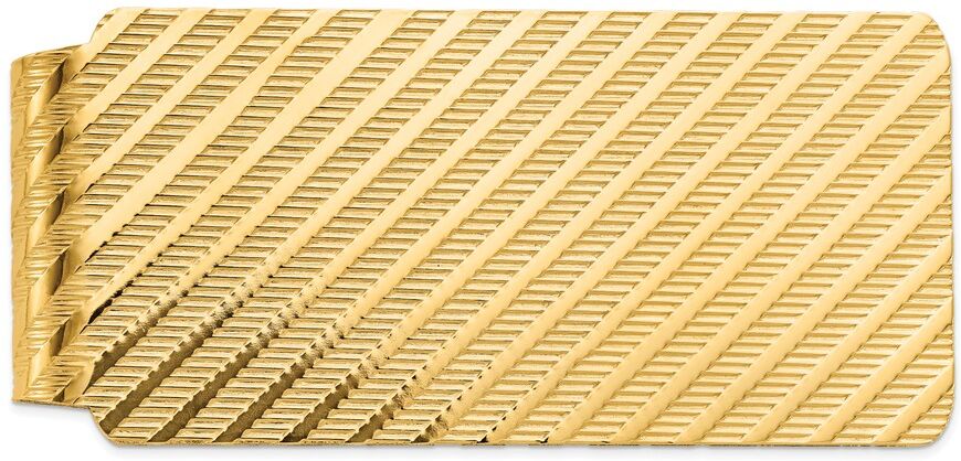 The Black Bow Men's 14k Yellow Gold Diagonal Textured Striped Wide Money Clip