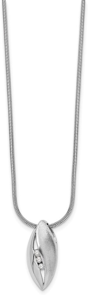 White Ice 3 Stone Diamond Marquise Necklace in Rhodium Plated Silver, 18-20 Inch