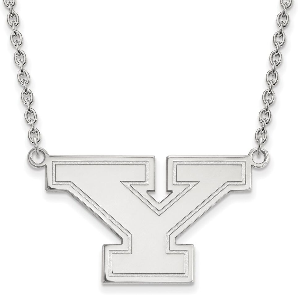 LogoArt 14k White Gold Youngstown State Large Initial Y Necklace, 18 Inch