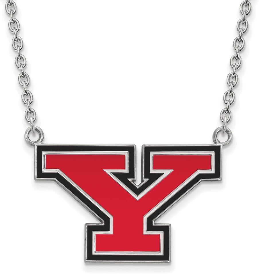 LogoArt Sterling Silver Youngstown State Large Enameled 'Y' Necklace, 18 Inch