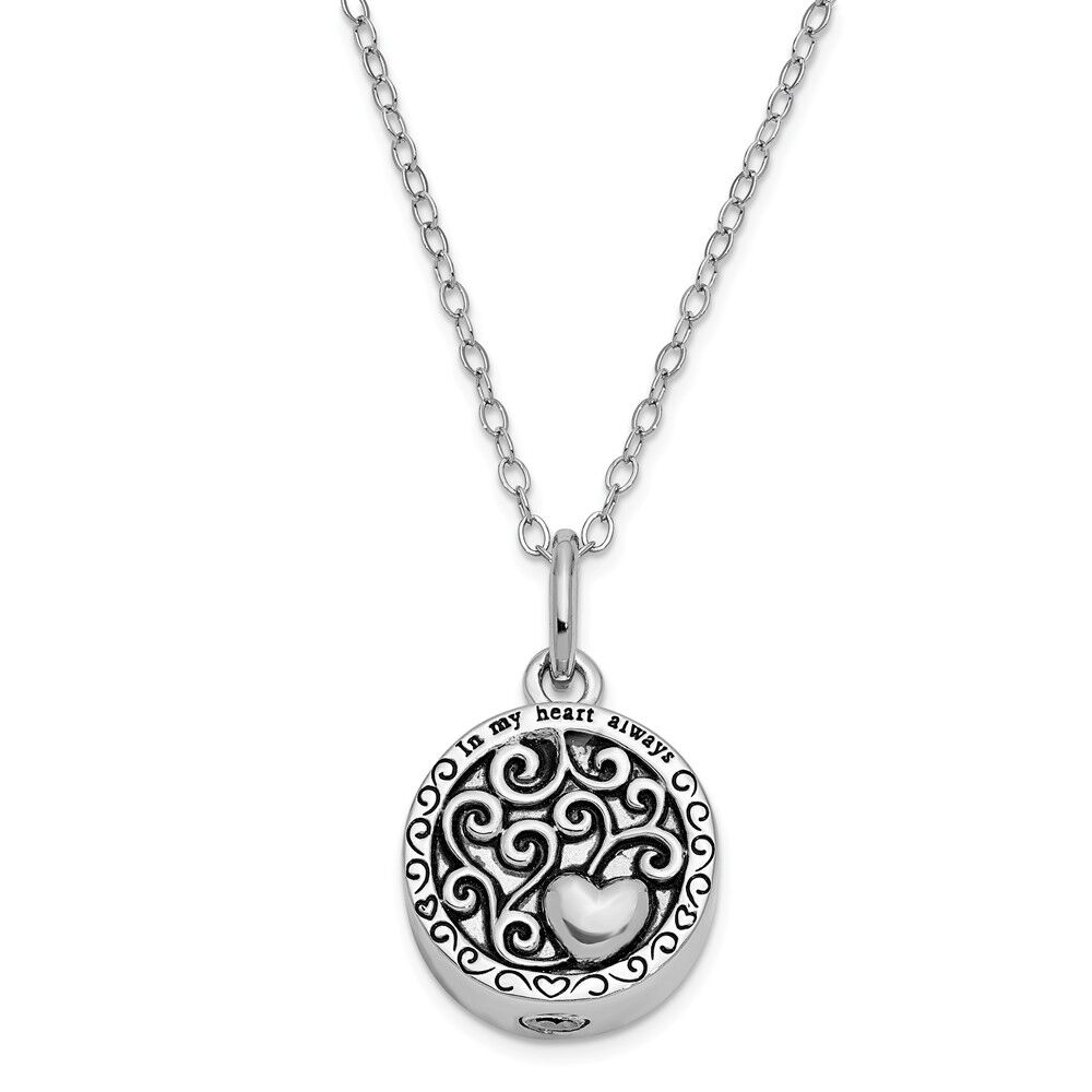 Deborah Birdoes Antiqued Sterling Silver In My Heart Always Ash Holder Necklace, 18 in