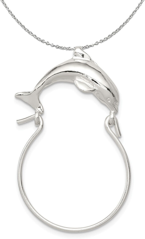 The Black Bow Sterling Silver Dolphin Charm Holder Necklace - 18 Inch