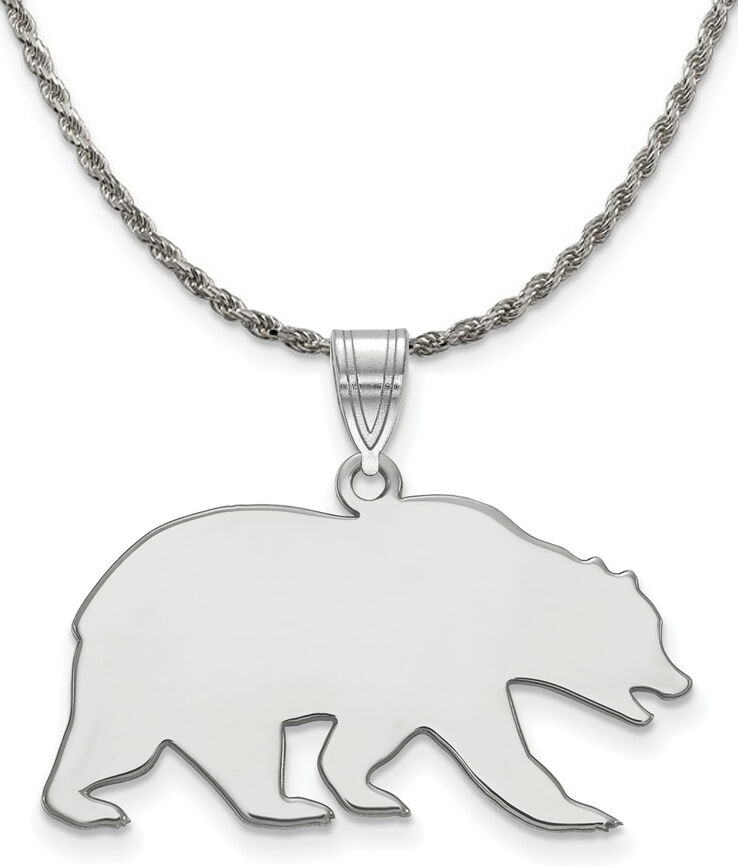 The Black Bow Sterling Silver California Berkeley Large Bear Necklace - 26 Inch