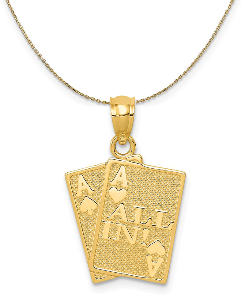 The Black Bow 14k Yellow Gold All In! Ace Playing Cards Necklace - 24 Inch