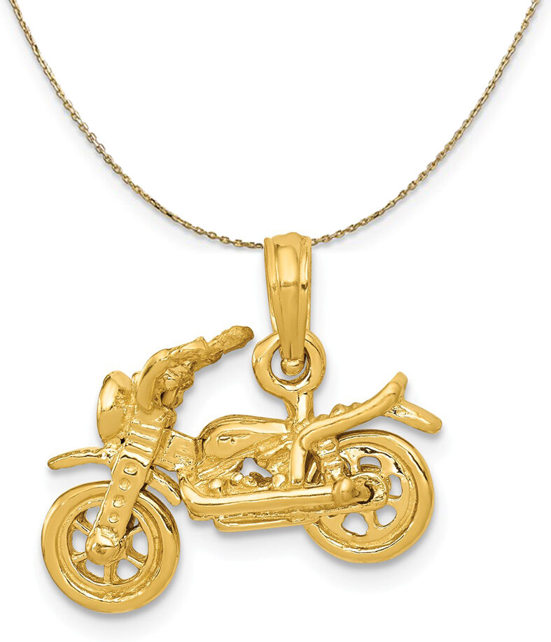 The Black Bow 14k Yellow Gold Motorcycle Necklace - 16 Inch