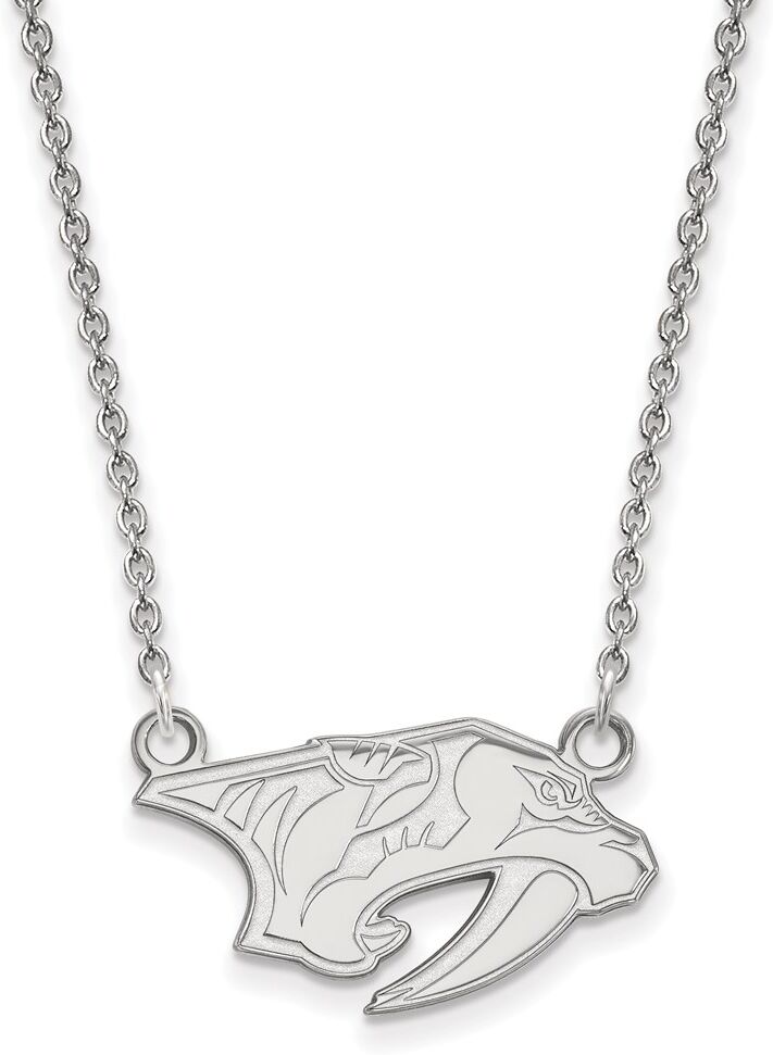 LogoArt 10k White Gold NHL Nashville Predators Small Necklace, 18 Inch