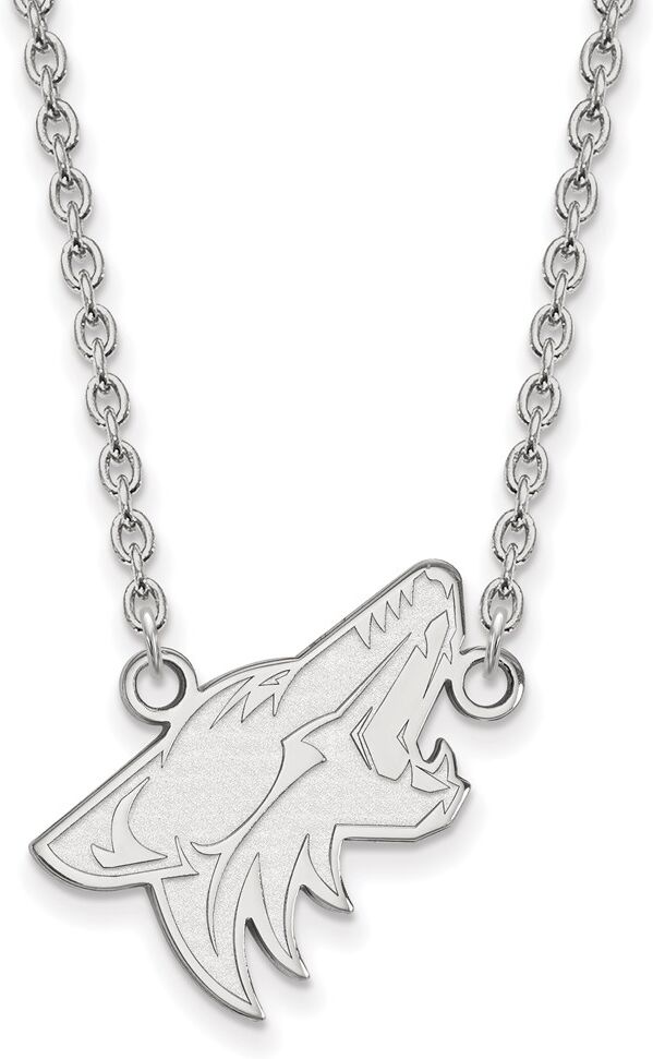 LogoArt 10k White Gold NHL Arizona Coyotes Large Necklace, 18 Inch