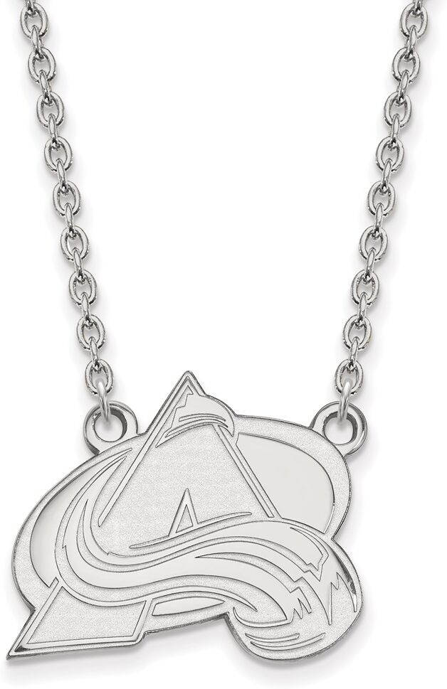 LogoArt 10k White Gold NHL Colorado Avalanche Large Necklace, 18 Inch