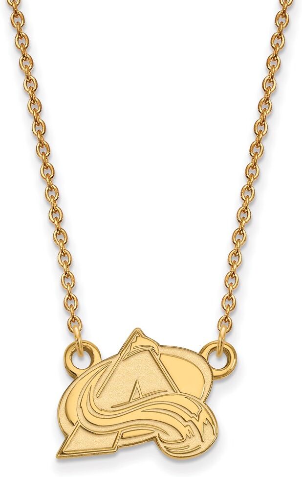 LogoArt 10k Yellow Gold NHL Colorado Avalanche Small Necklace, 18 Inch