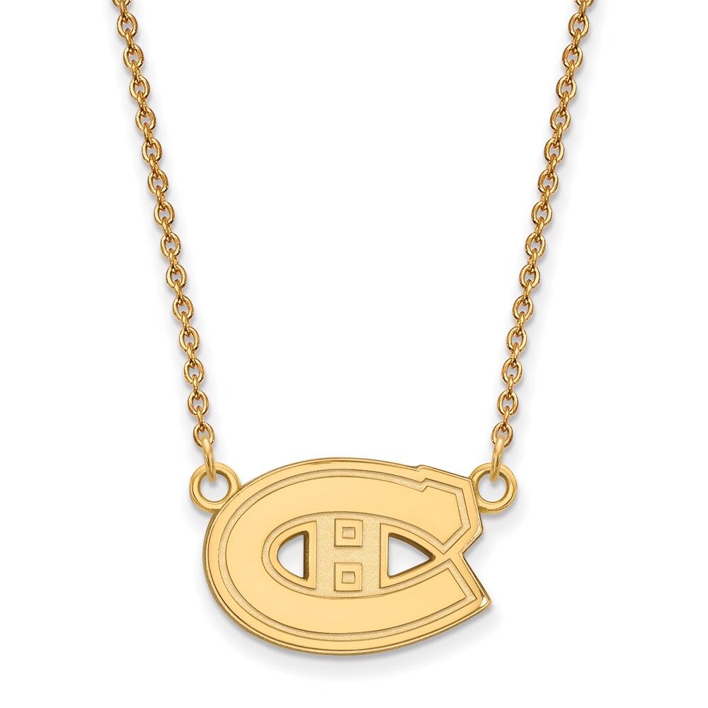 LogoArt 10k Yellow Gold NHL Montreal Canadiens Small Necklace, 18 Inch