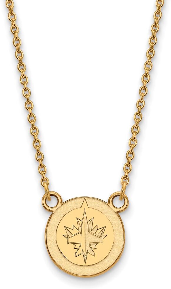 LogoArt 10k Yellow Gold NHL Winnipeg Jets Small Necklace, 18 Inch