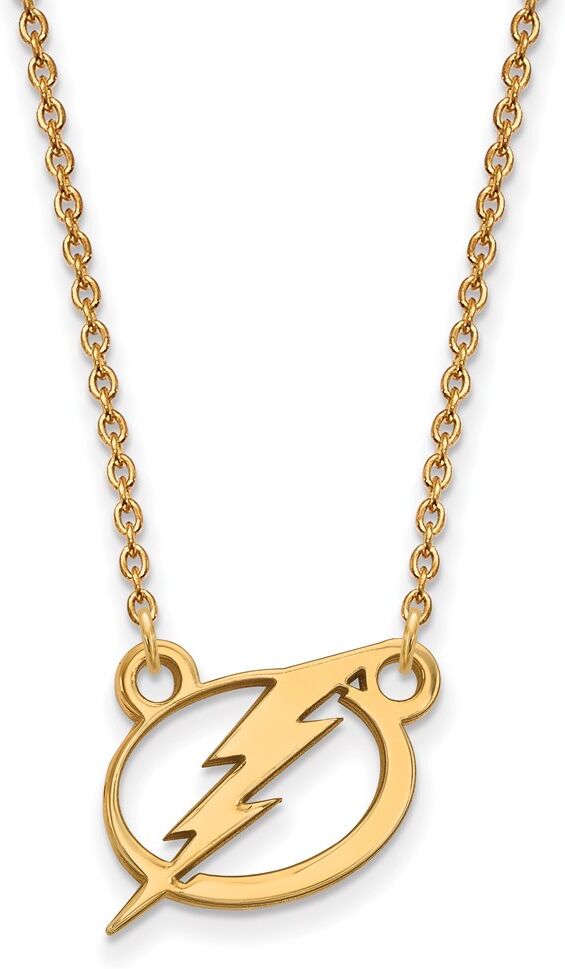 LogoArt 10k Yellow Gold NHL Tampa Bay Lightning Small Necklace, 18 Inch