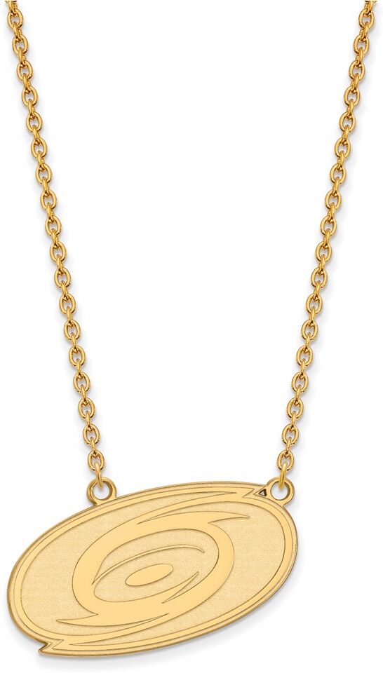 LogoArt 10k Yellow Gold NHL Carolina Hurricanes Large Necklace, 18 Inch