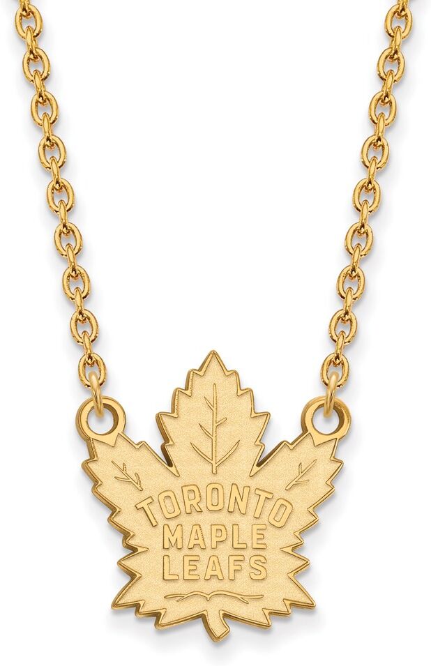 LogoArt 10k Yellow Gold NHL Toronto Maple Leafs Large Necklace, 18 Inch