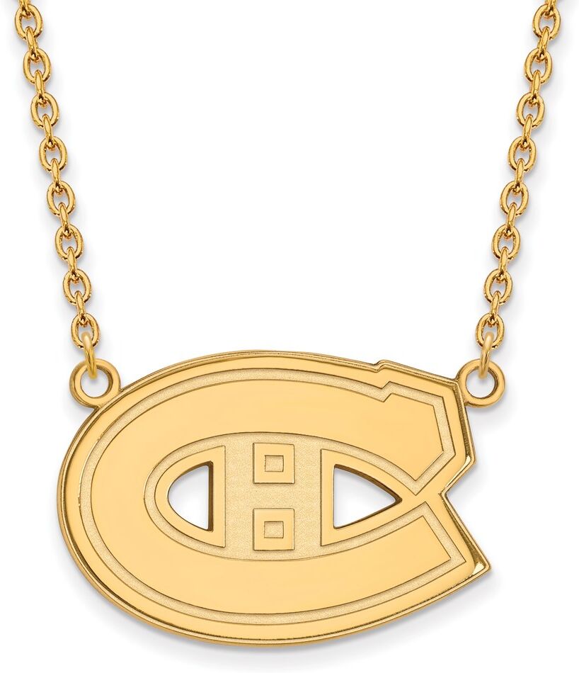 LogoArt 10k Yellow Gold NHL Montreal Canadiens Large Necklace, 18 Inch