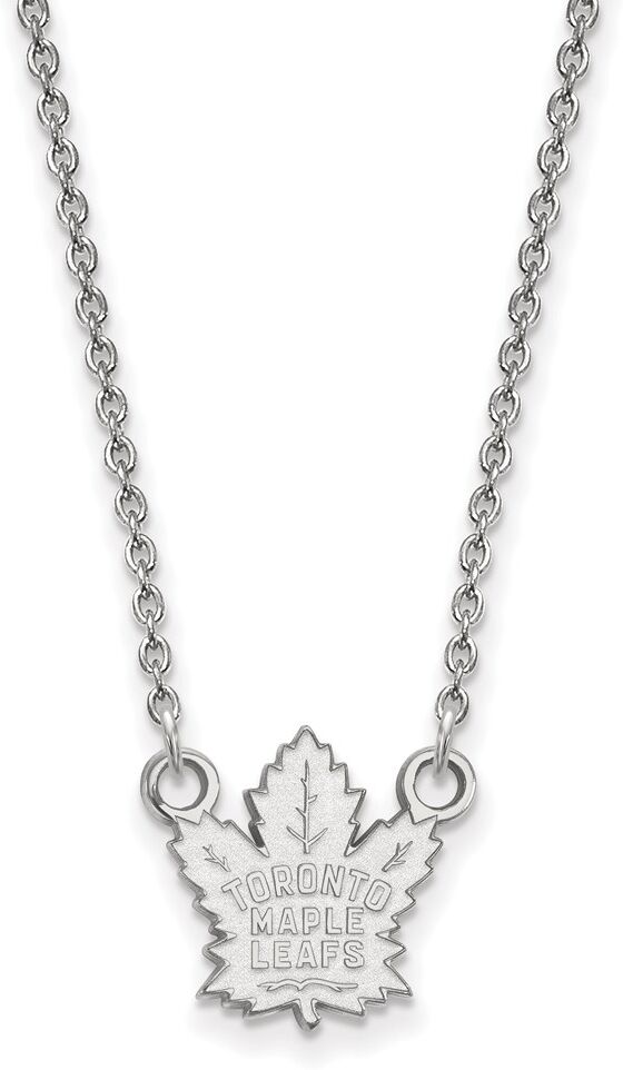 LogoArt 14k White Gold NHL Toronto Maple Leafs Small Necklace, 18 Inch