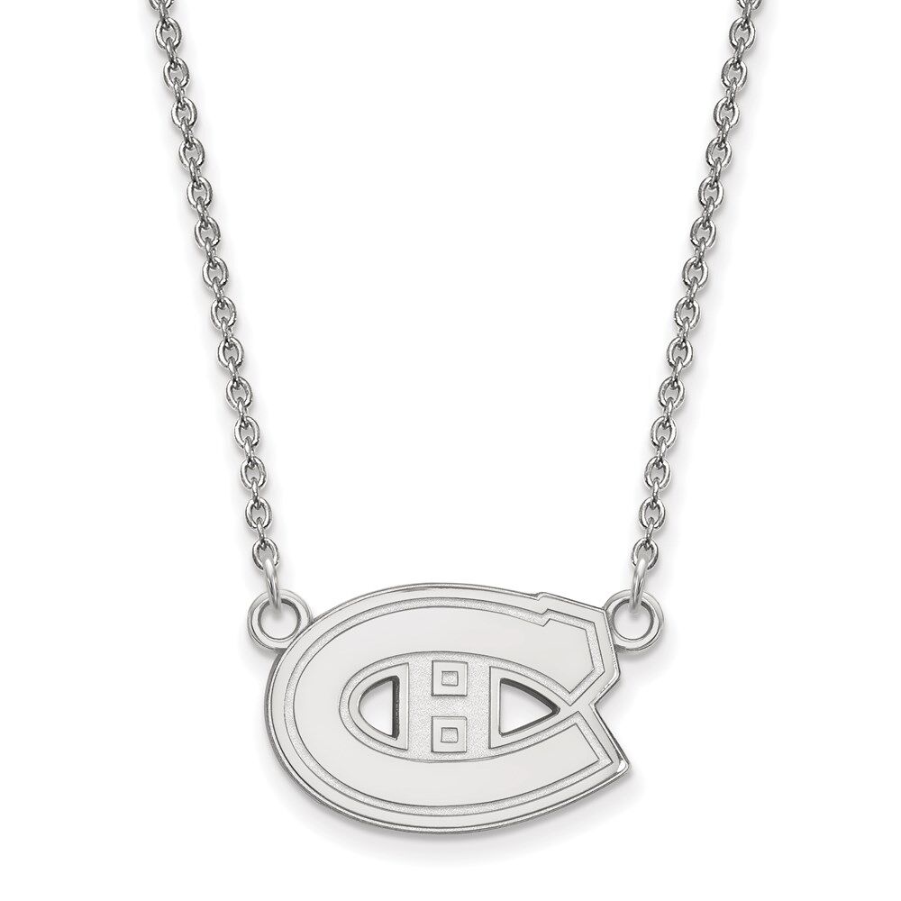 LogoArt 14k White Gold NHL Montreal Canadiens Small Necklace, 18 Inch