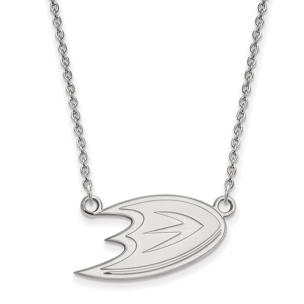LogoArt 14k White Gold NHL Anaheim Ducks Small Necklace, 18 Inch