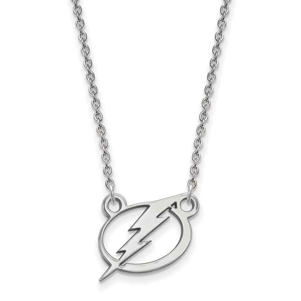 LogoArt 14k White Gold NHL Tampa Bay Lightning Small Necklace, 18 Inch
